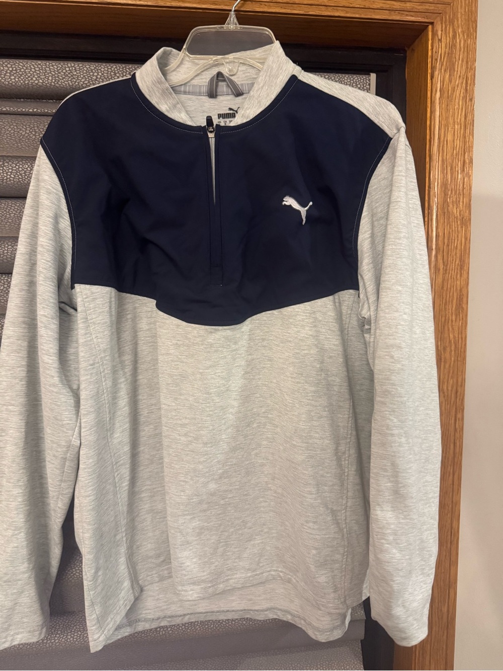 Puma Men’s Light Gray and Navy Half-Zip Pullover